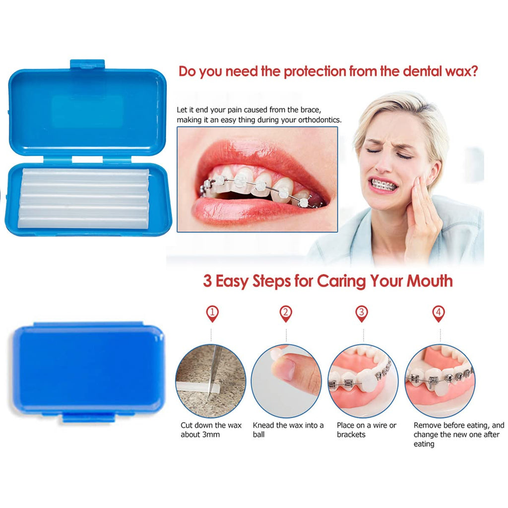 Braces Cleaning Kit for Teeth, Portable Orthodontic Toothbrush Kit Oral Care Dental Travel Kit - Interdental Brush Dental Wax Dental Floss Toothbrush Box (Blue)
