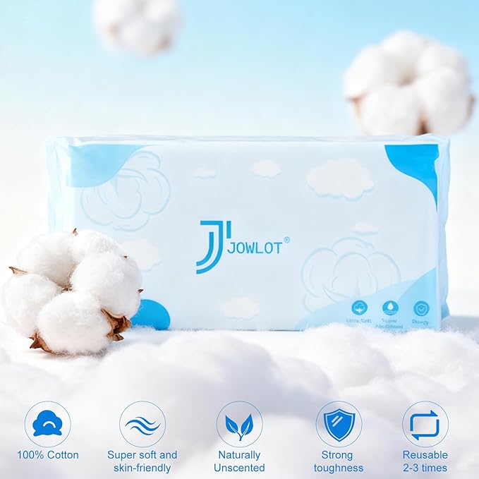 Disposable Face Towels, 240 Count Ultra Soft and Thick Cotton Facial Towels for Sensitive Skin, Dry Wipes Face Tissues Towelettes for Cleansing, Makeup Remover and Skincare