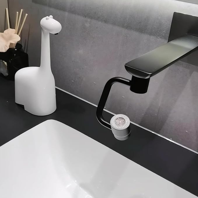 1080° Sink Faucet Aerator Extension Swivel Faucet Extender for Toddlers,2 Spray Modes Rotatable Bathroom Kitchen Faucet Extender for 25/32", 55/64",15/16" (Black)