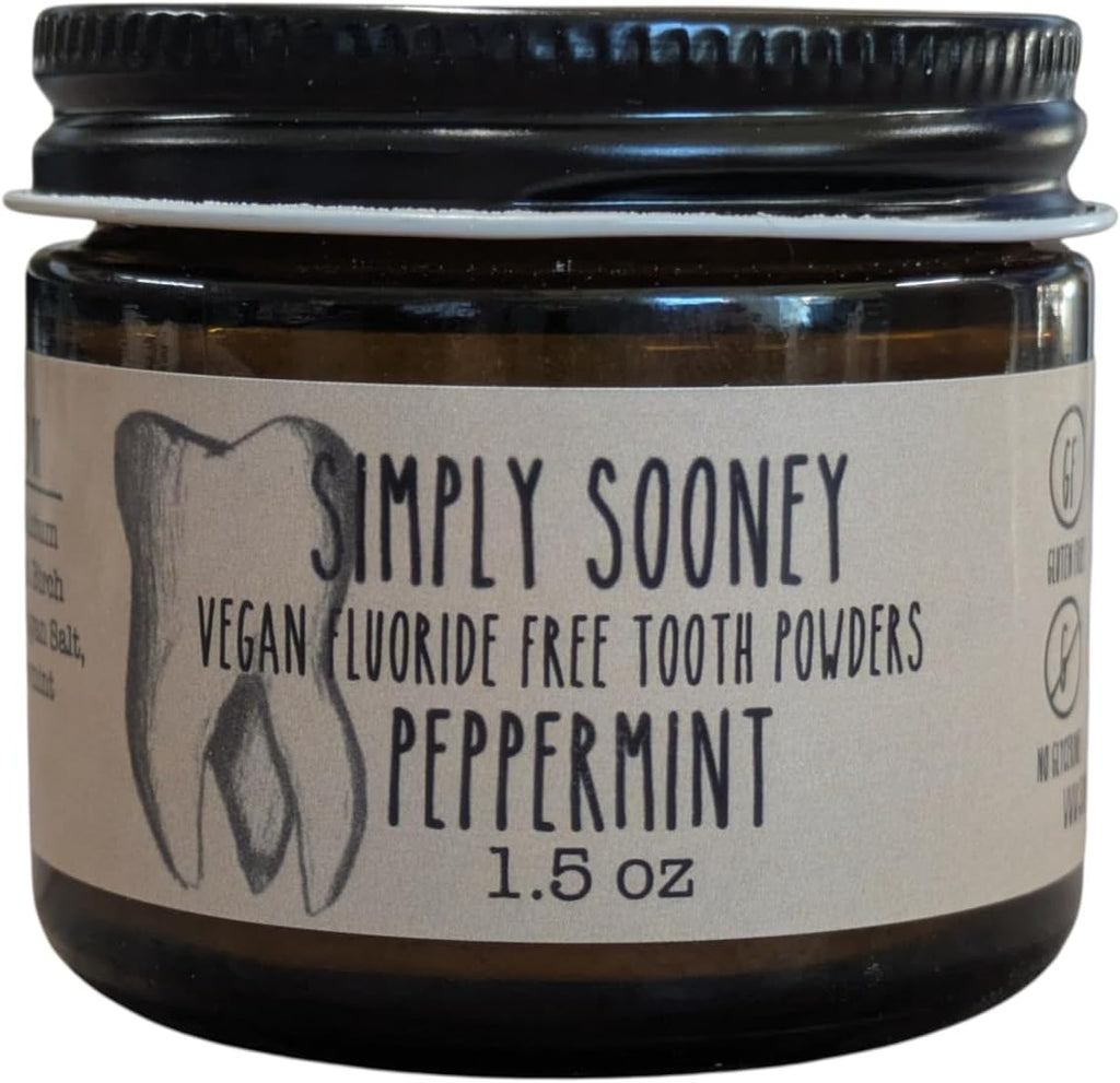 Remineralizing Vegan Fluoride Free Tooth Powder Peppermint Formula I Glass Jar I Stronger Teeth I Fresh Breath I with Xylitol