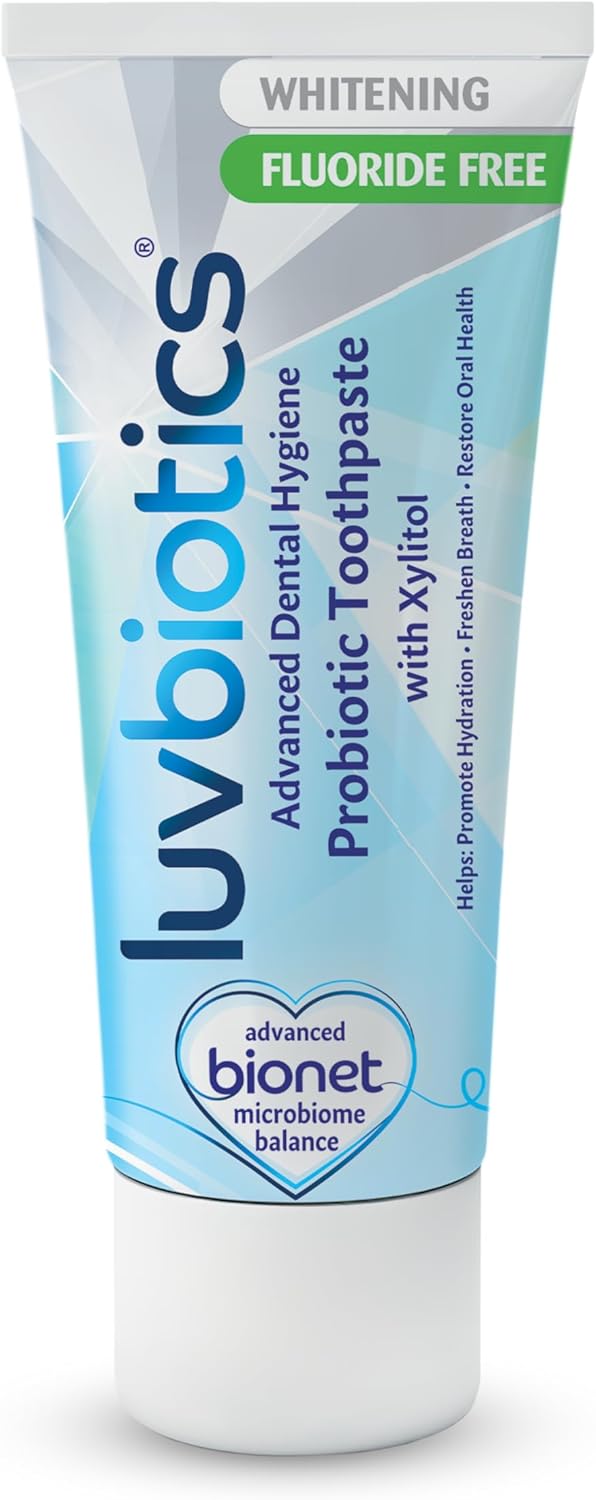 Luv Biotics Fluoride Free Whitening Toothpaste with Oral Probiotics, Xylitol & Aloe Vera for Fresh Breath,Cavity Protection & Oral Care - 75ml