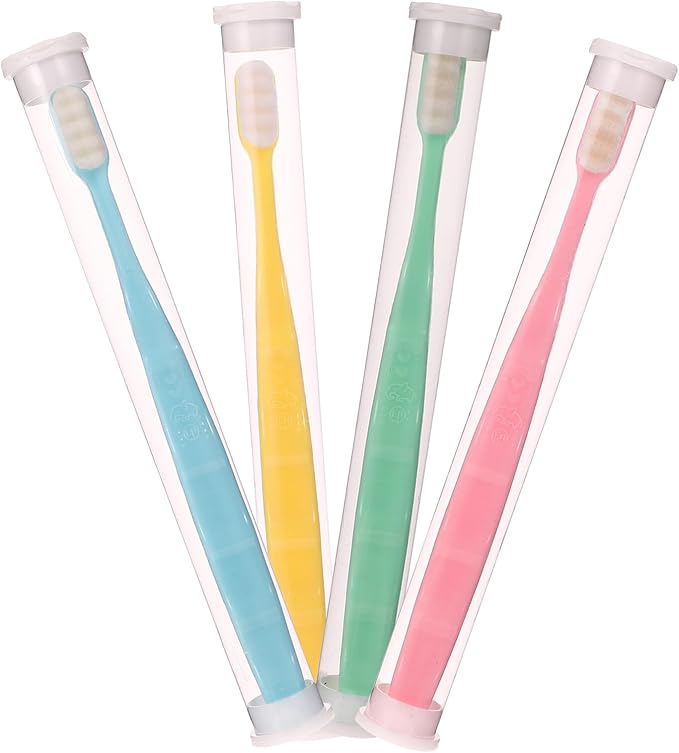 4pcs Extra Soft Micro-Nano Toothbrushes for Sensitive Teeth and Gums Manual Oral Care Bristles for Adults Elderly Pregnant Women and Braces Portable for Deep Cleaning and Tongue
