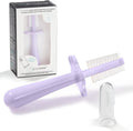 grabease Double Sided Toothbrush - Gentle Silicone Bristles & Infant Brush - Dual-Sided Design & Toddler Toothbrush - Travel Case Included & Baby Brush - Pack of 1, Lavender