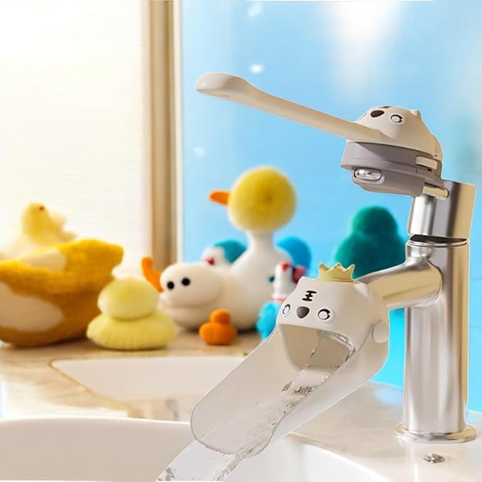 2PCS/Set Faucet Handle Extender for Kitchen and Bathtub Sink, Tap & Nozzle Hand Wash Helper for Sink & Bathroom Spout, Universal Sink Handle Extenders, Animal Design (White)