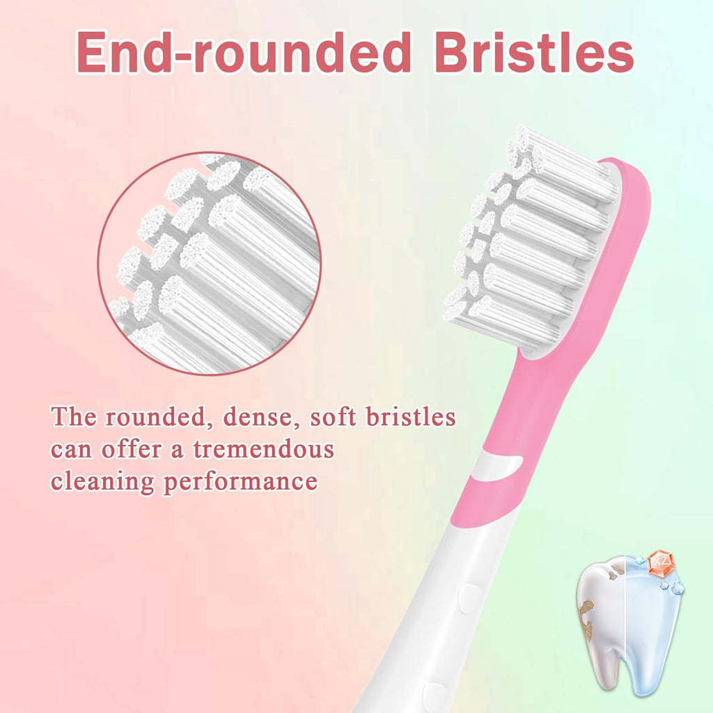 Kids Toothbrush Heads Compatible with Electric Philips Sonicare Handle 6032/94 6321 6340 6042 6320 6330, Replacement Heads Compact for Child 3-7 Years Old, Mini Brush Heads with Caps,8 Pack Green&Pink