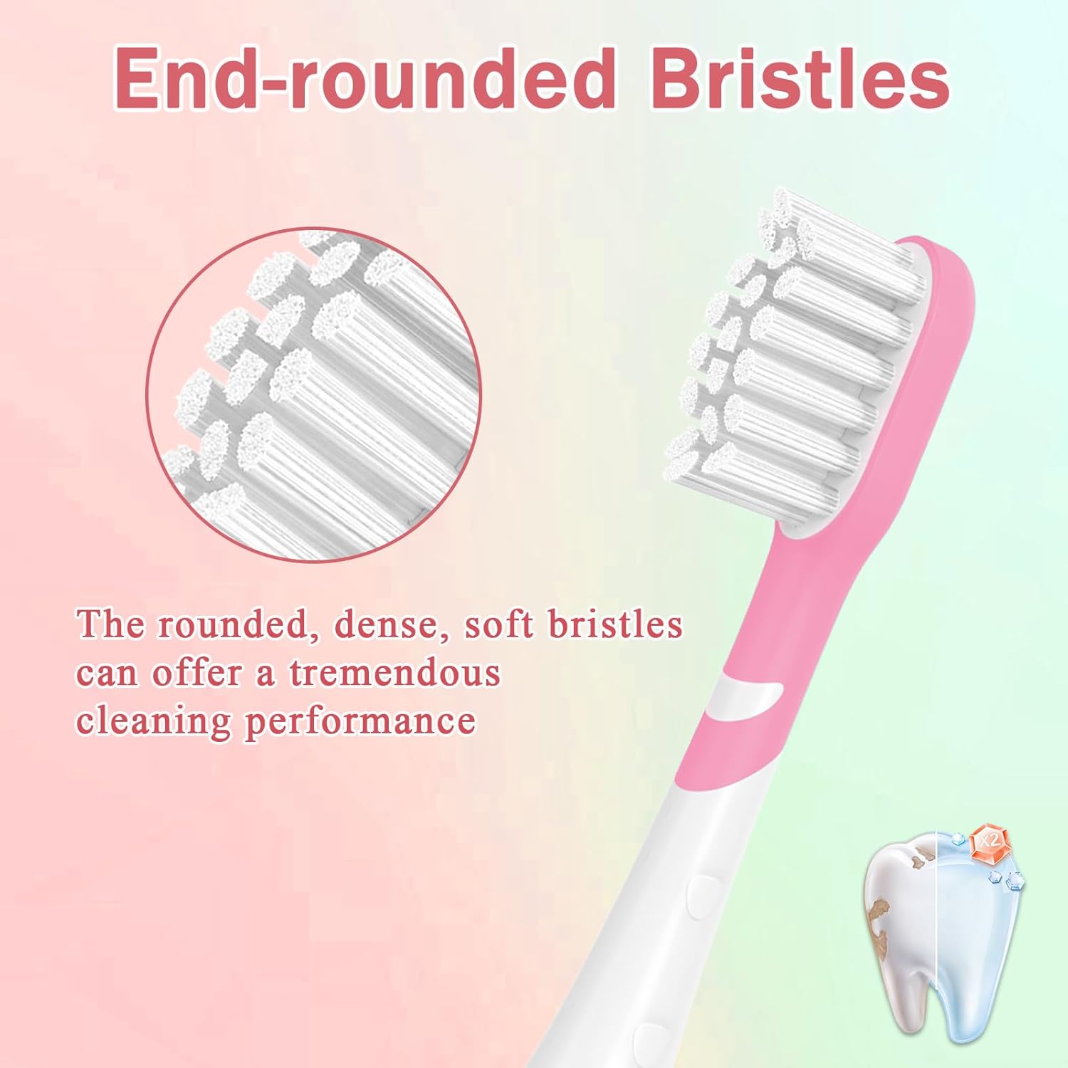 Kids Toothbrush Heads Compatible with Electric Philips Sonicare Handle 6032/94 6321 6340 6042 6320 6330, Replacement Heads Compact for Child 3-7 Years Old, Mini Brush Heads with Caps,8 Pack Green&Pink