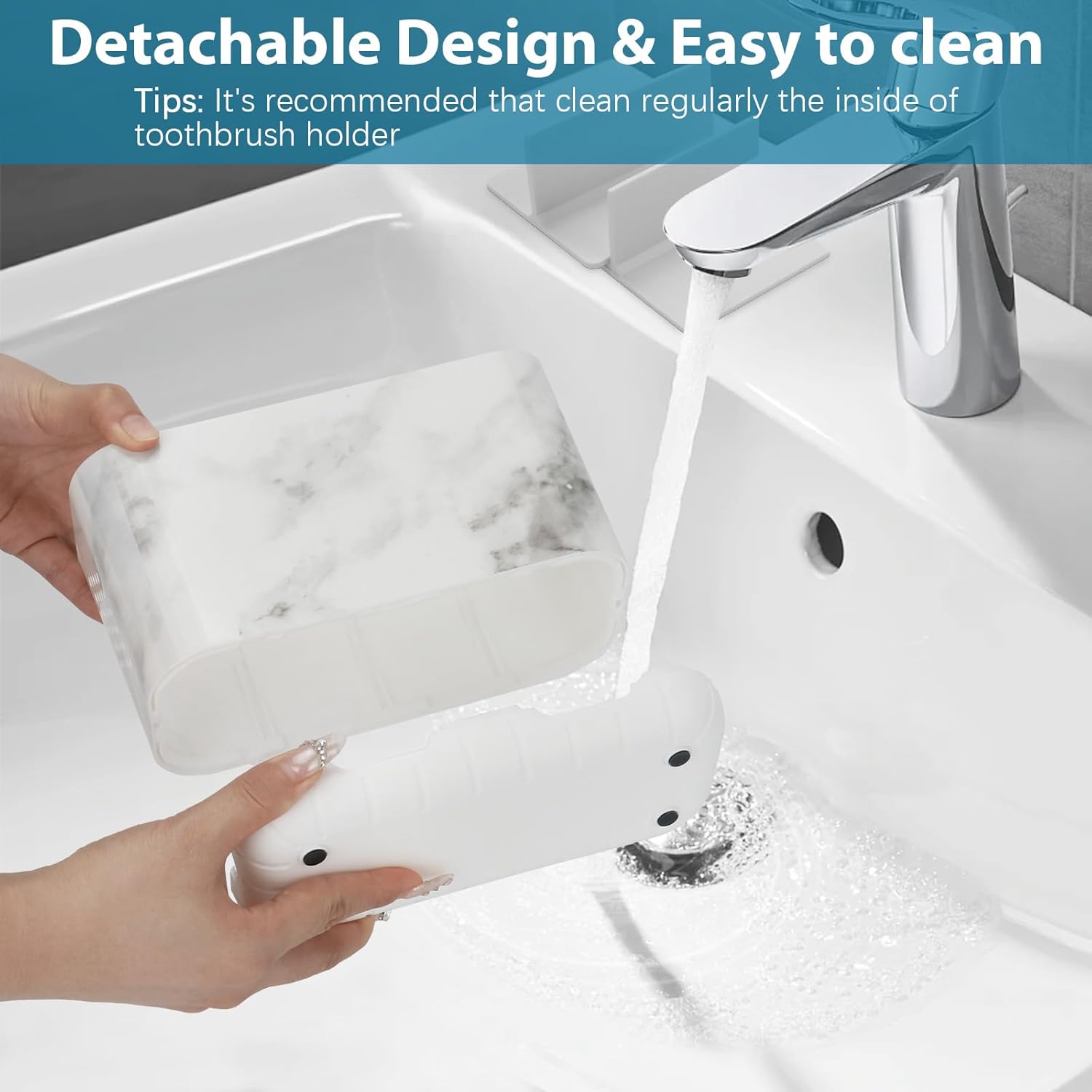 Boperzi Toothbrush Holders for Bathrooms Organizers and Storage, Large Tooth Brush Holders, Electric Toothbrush and Toothpaste Organizer Caddy with Drainage Holes for Kids Family RV Camper