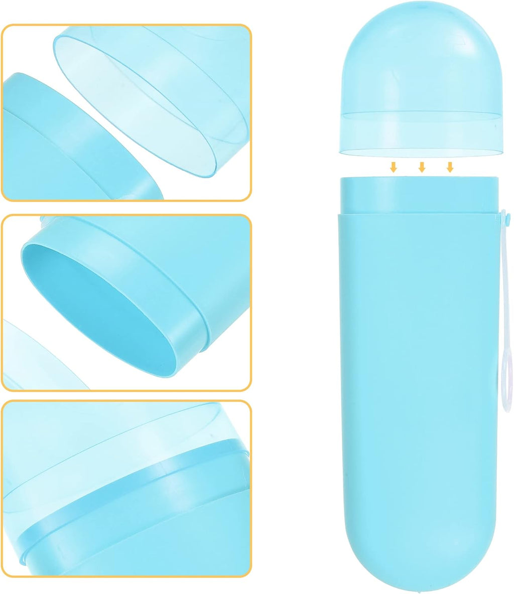 VOCOSTE 1 Pcs, Portable Toothbrush Case with Hook, Plastic, Traveling Toothbrush Holders Case, Travel Business, Blue, 8.07"x2.36"x1.38"