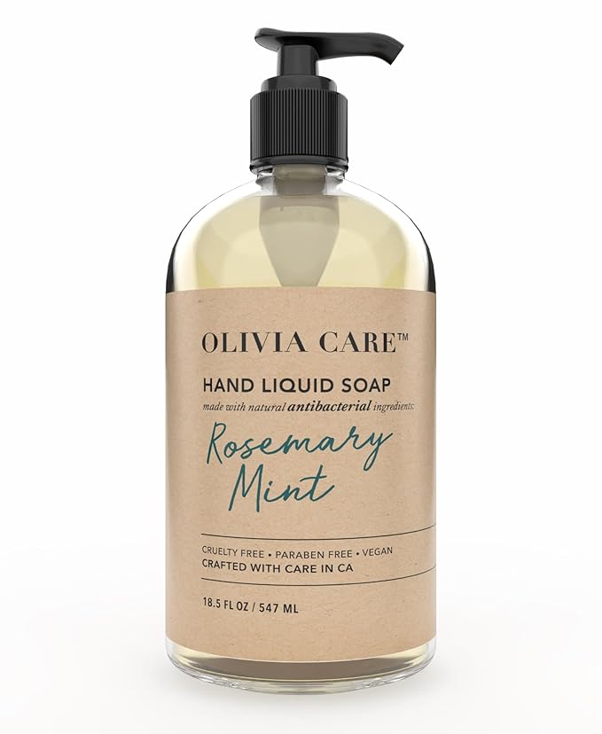 Olivia Care Hand Soap - Infused with Sage & Tea Tree Oil & Rosemary Mint Fragrance, Cleansing, Germ-Fighting, Moisturizing Hand Wash for Kitchen & Bathroom - 18.5 fl