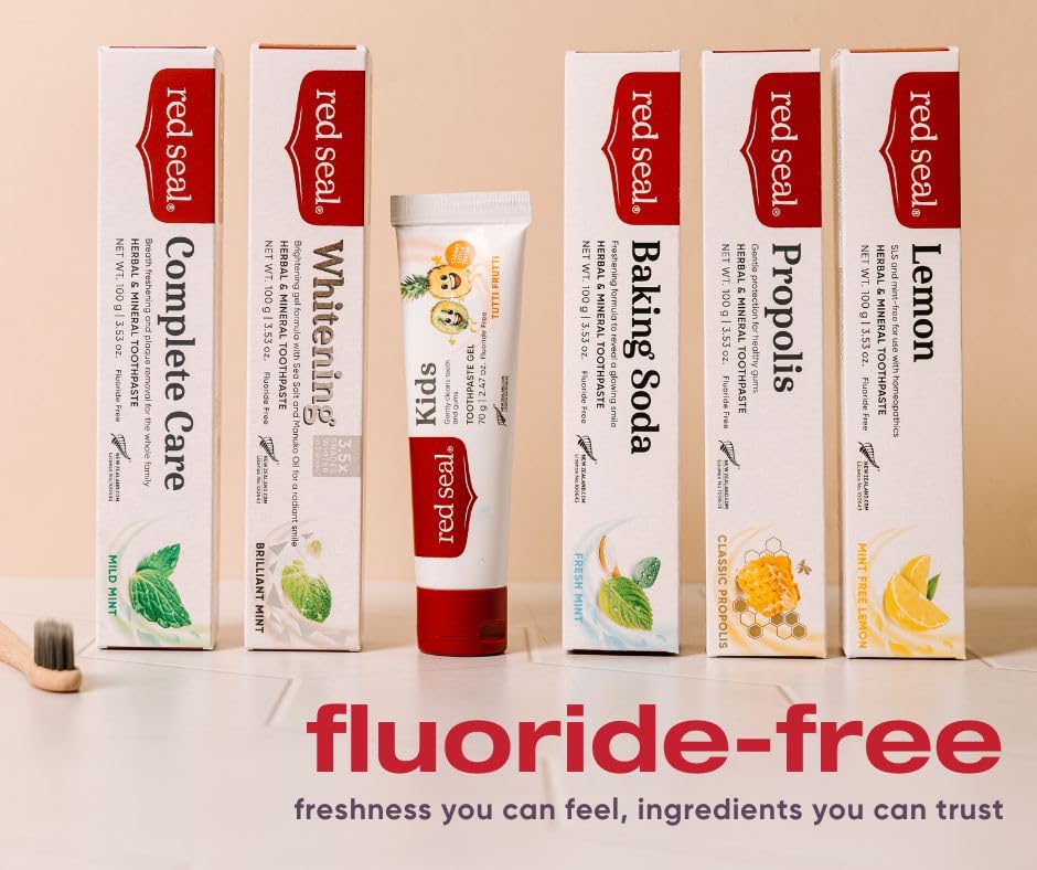 Red Seal Fluoride Free Whitening Toothpaste - Mint - Vegan Friendly, Cruelty Free, No Synthetic Colors or Artificial Flavors, NATRUE Certified Natural Ingredients, Paraben & SLS Free, 3.53 oz