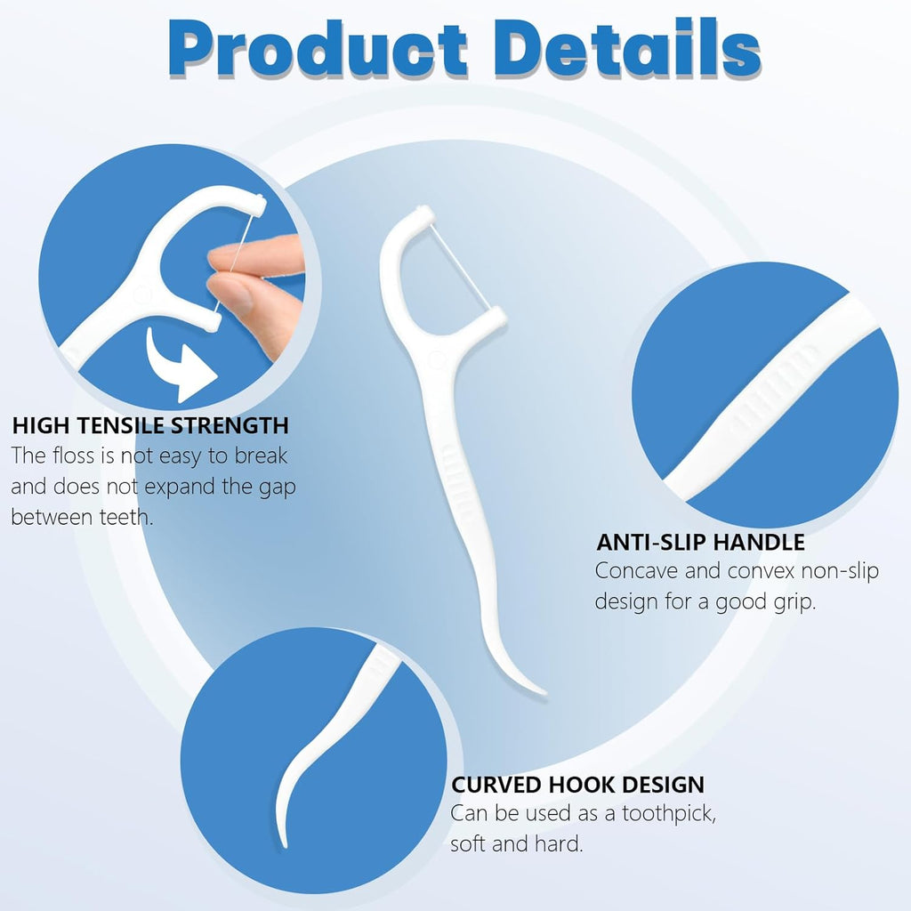 200 Count Tooth Floss Picks, Double Cleaning Tooth Picks Flossers with Bristles,Small Home Tooth Pick for Adult (200)