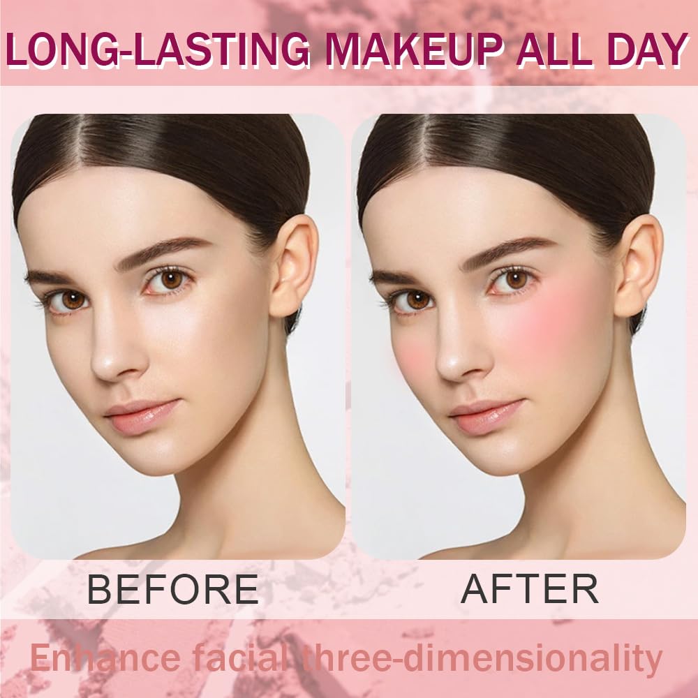 Matte Powder Blush for Cheeks – Long Lasting Natural Face Blusher Makeup, Lightweight Blendable Cheek Color for Women, Vegan & Cruelty-Free – #03 Peach Pink