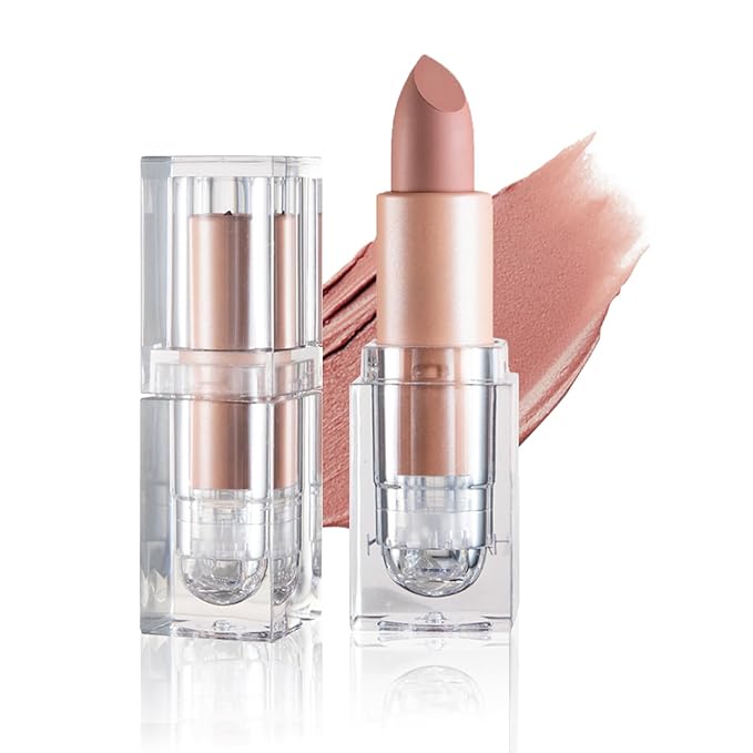 Matte Nude Lipstick Velvet Lip Gloss Non-Fading Non-Sticky Cup Nude Lipstick Matte Lip Stain Long Lasting Waterproof Lipstick for Women Girls Daily Lip Makeup - Flesh Pink