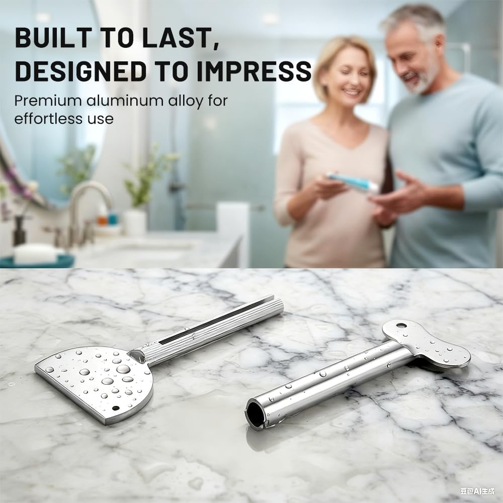 Toothpaste Squeezer, Metal Tube Squeezer Key Stainless Steel Toothpaste Roller Tube Wringer for Paint, Cream, Cosmetic and Hair Dye (C*2 PCS)