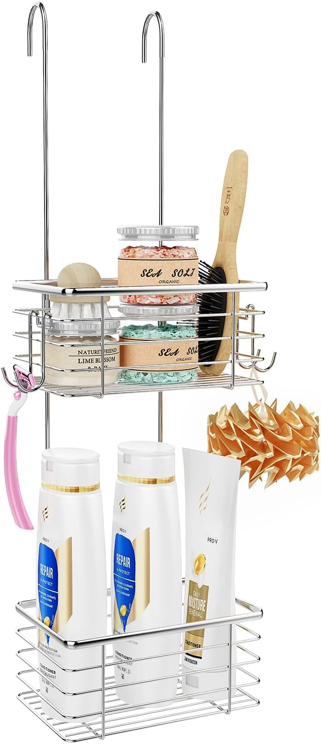 2-Tier shower caddy hanging,shower rack,small hanging bathroom organizer,bathroom door organizer,shower caddy over shower head