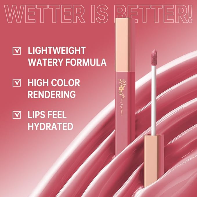 Lip Stain Hydrating High Shine – Lightweight Non-Sticky Glossy Lip Tint, Mirror Shine Moisturizing Lip Makeup for Plump & Full Lips, Long-Lasting Rich Color Lip Glaze, Soft Smooth Lip Gloss 04#