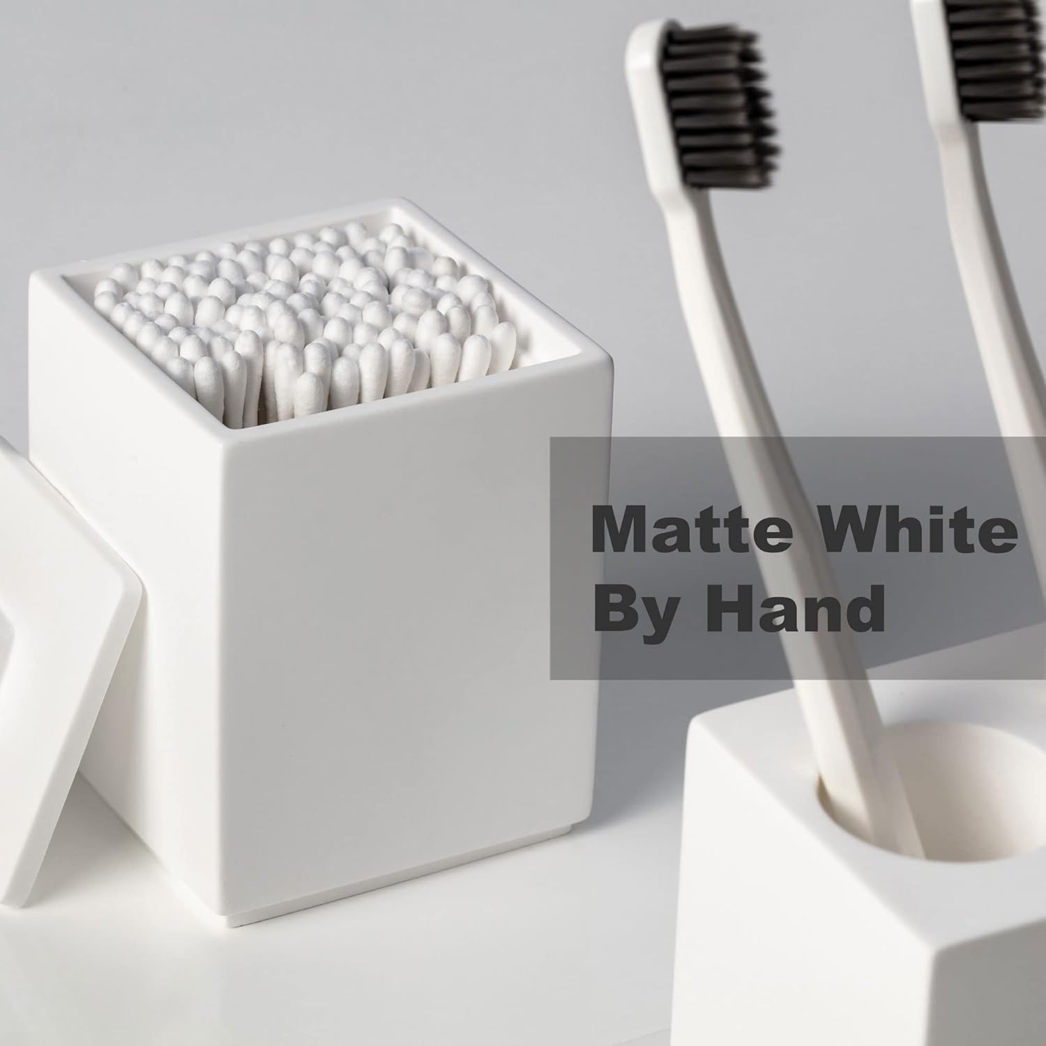 Ceramic Toothbrush Holders for Bathrooms, White Bathroom Accessories Diatomite, Electric Toothbrush Holder Countertop with Toothbrush Holders, Soap Dish Set