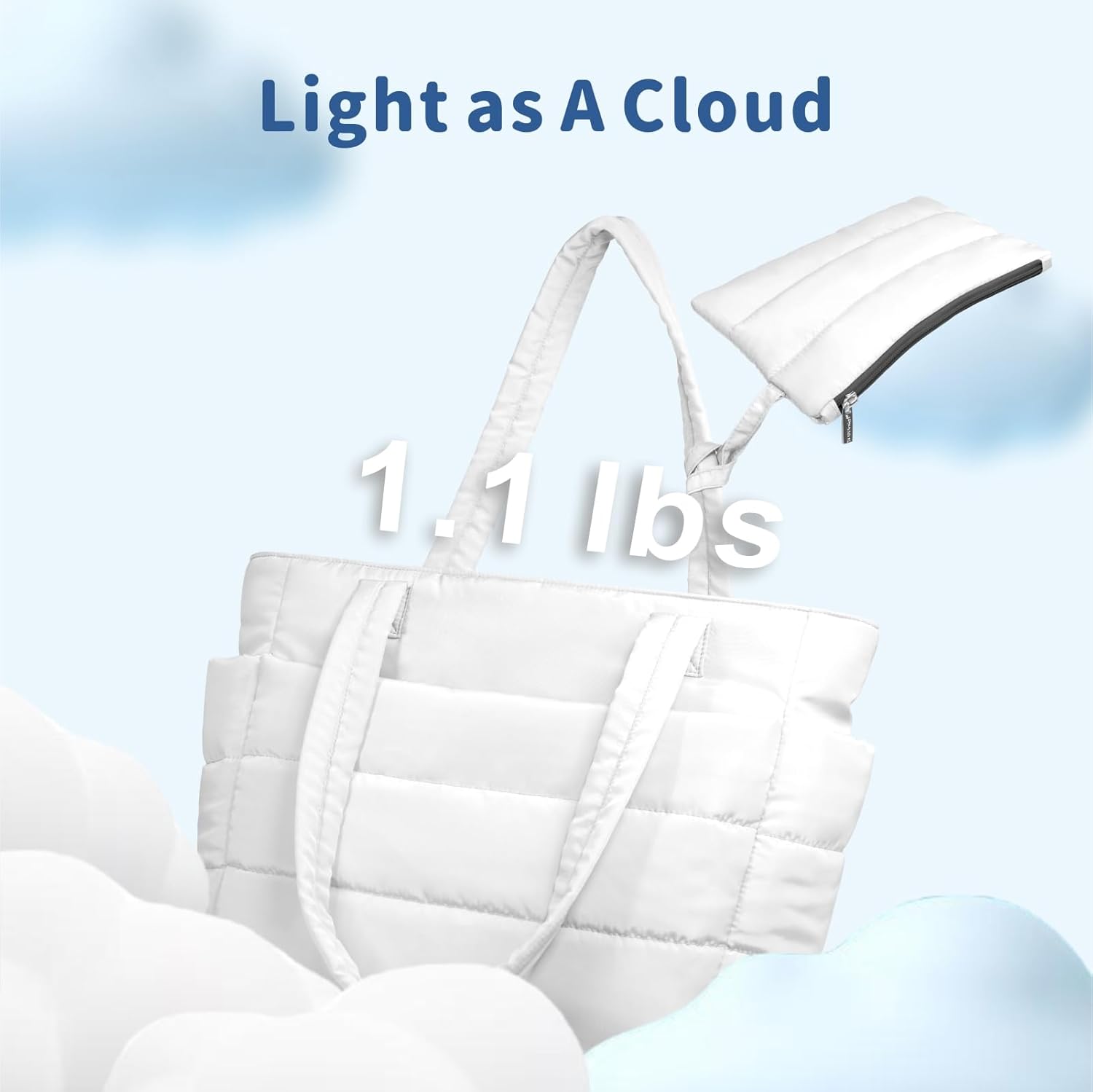 TOPDesign Puffer Tote Bag for Women, Lightweight Puffy Handbag with Compartments, Quilted Shoulder Bag for Work, Travel, Gym