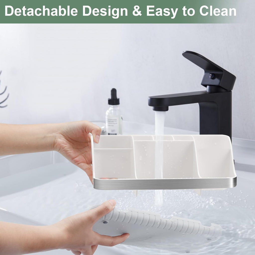 Toothbrush Holders for Bathrooms Countertop Organizer - Kids Electric Toothbrush and Toothpaste Holder Detachable 7 Slots Tooth Brush Organization Bathroom Accessories Storage Vanity, Silver