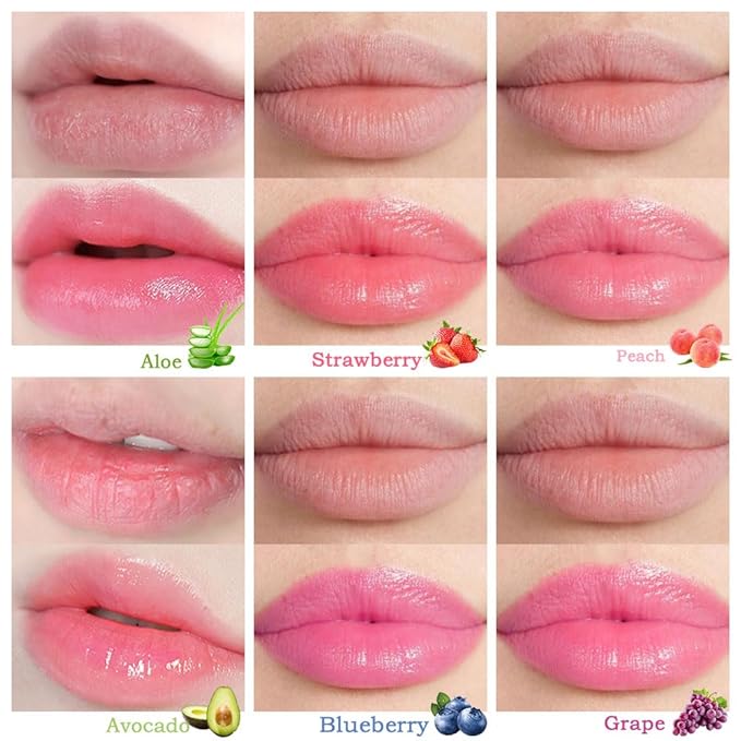 BINGBRUSH Peach Color Changing Lipstick,Lip Stain Long Lasting waterproof color changing lip gloss magic Moisturizer Lip Care Lip Balm Magic Lip Gloss Lip Tint Stain Gloss Set for Women (6Pcs)