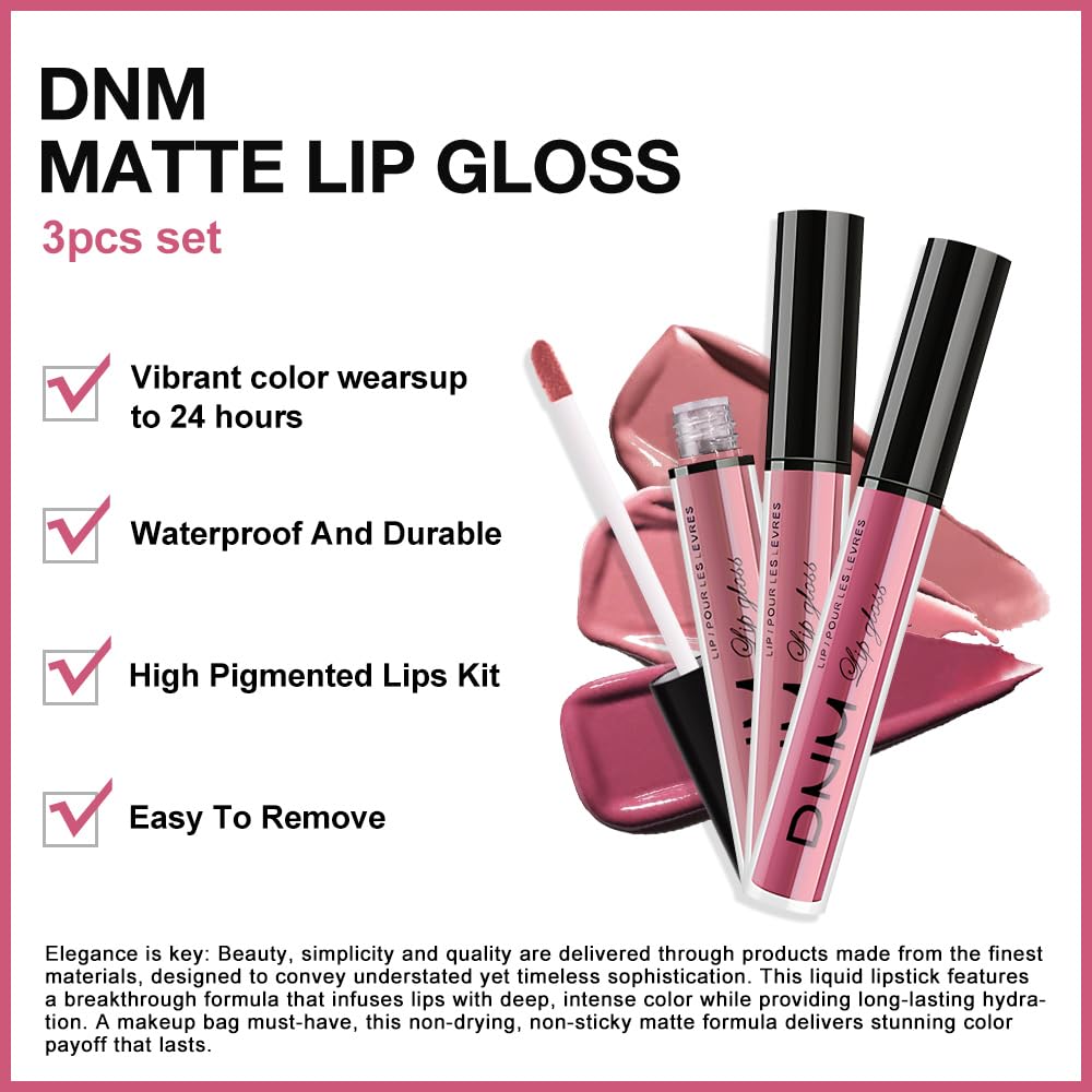 evpct 3Pcs Light Neutral Mauve Matte Liquid Lipstick Lip Stain Sets for Women, Matte Lipstick Long Lasting Waterproof Permanent 24 Hours original, Magic Lip Sticks Pack for Halloween Daily Makeup