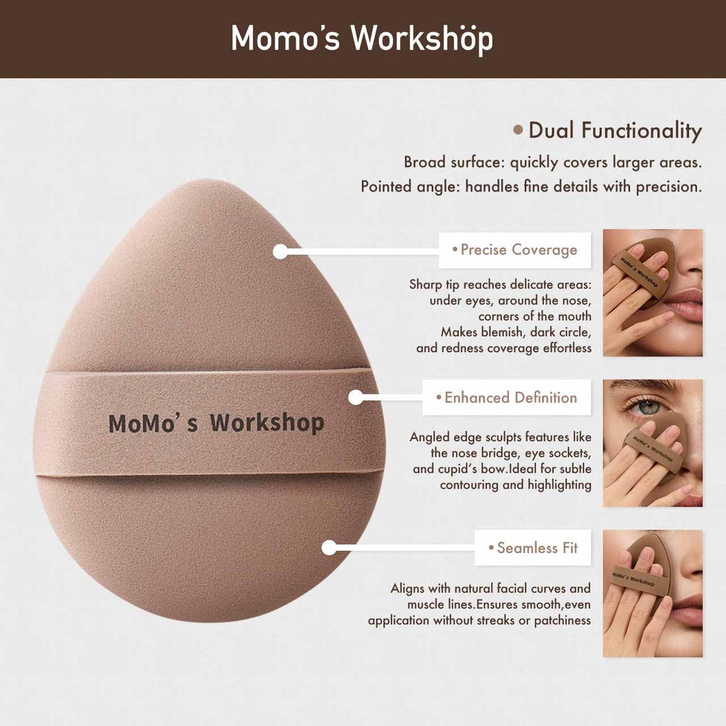 Momo's Workshop Makeup Sponge Puff, Large Beauty Powder Puff for Quick Flawless Makeup, Concealer Puff for Liquid & Cream Foundation 2pcs