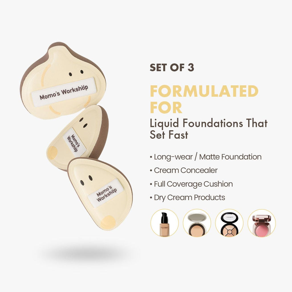 Momo’s Workshop Garlic Makeup Sponge Set (3pcs) - Garlic Shape PU Leather Puff Full Coverage,Makeup Puff for Blending Halloween Themed, Oil Control Ideal for Oily Skin & Storage Case