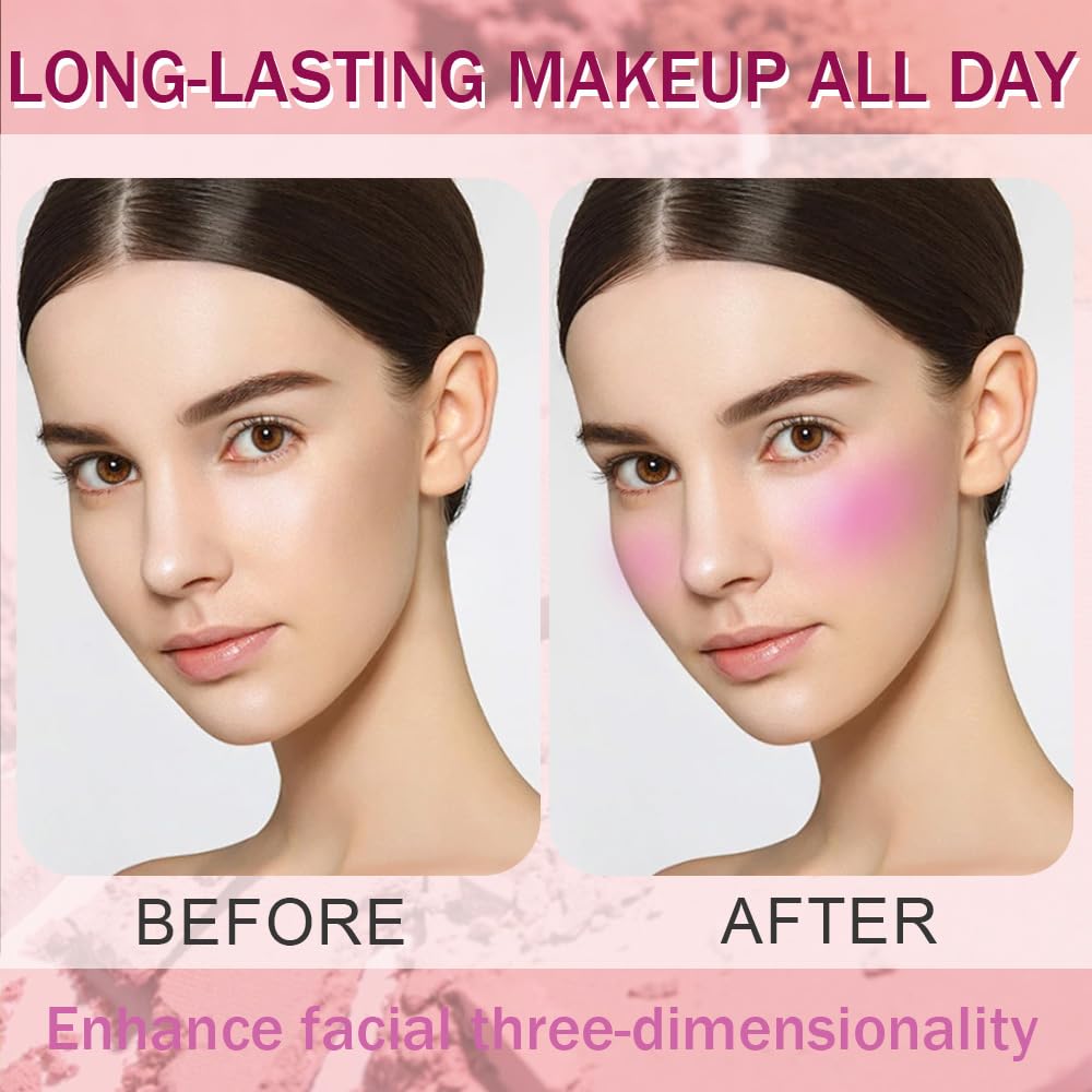 Matte Powder Blush for Cheeks – Long Lasting Natural Face Blusher Makeup, Lightweight Blendable Cheek Color for Women, Vegan & Cruelty-Free – #12 Deep Rose Pink