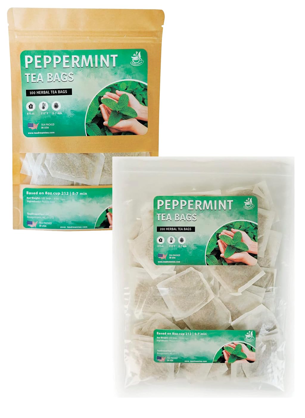 TeaDreamTea Peppermint Tea - Mint Tea Bags - Alleviates Digestive Discomfort | Herbal Tea - Aromatic & Caffeine Free - Bulk (300 Teabags)