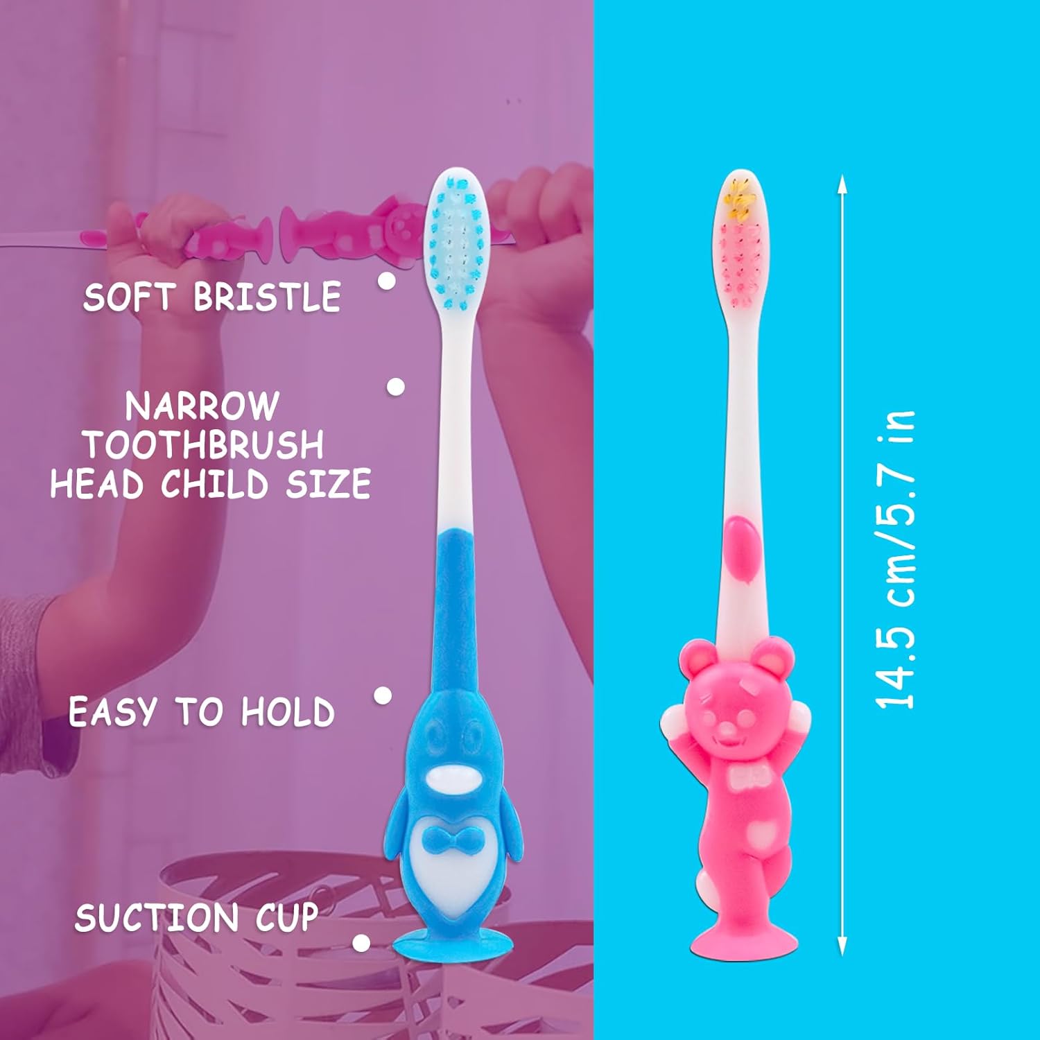 100 pcs Disposable Toothbrush Kids Individually Wrapped, Bulk Disposable Kid toothbrushes for Age 2+ Children Toothbrush Set Soft Bristles Boys Girls Toothbrush with Suction Cup