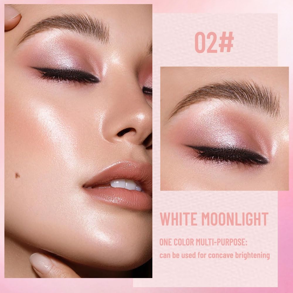 Pearlescent mini Eyeshadow Highly Pigmented Blend Matte & Shimmer EyeShadow,Cream Moisturizing Waterproof&Long Lasting Eye Makeup Natural Luminous Makeup Look (B02, 1 Count (Pack of 1))