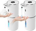 2 Pack Automatic Soap Dispenser, Touchless Liquid & Foaming Soap Dispensers, USB Rechargeable, 6-Level Adjustable Volume Control, 12.8oz/380ml, Wall Mount for Kitchen, Bathroom, Hotel, Easy for Kids