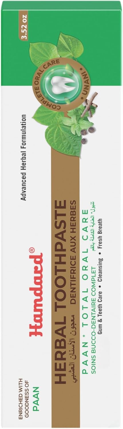 Hamdard Paan Total Oral Care Toothpaste – 100g / 3.53Oz (Pack of 4) | Herbal Ayurvedic Toothpaste with Paan Flavor | Fluoride-Free | Gum Care, Fresh Breath & Natural Oral Hygiene