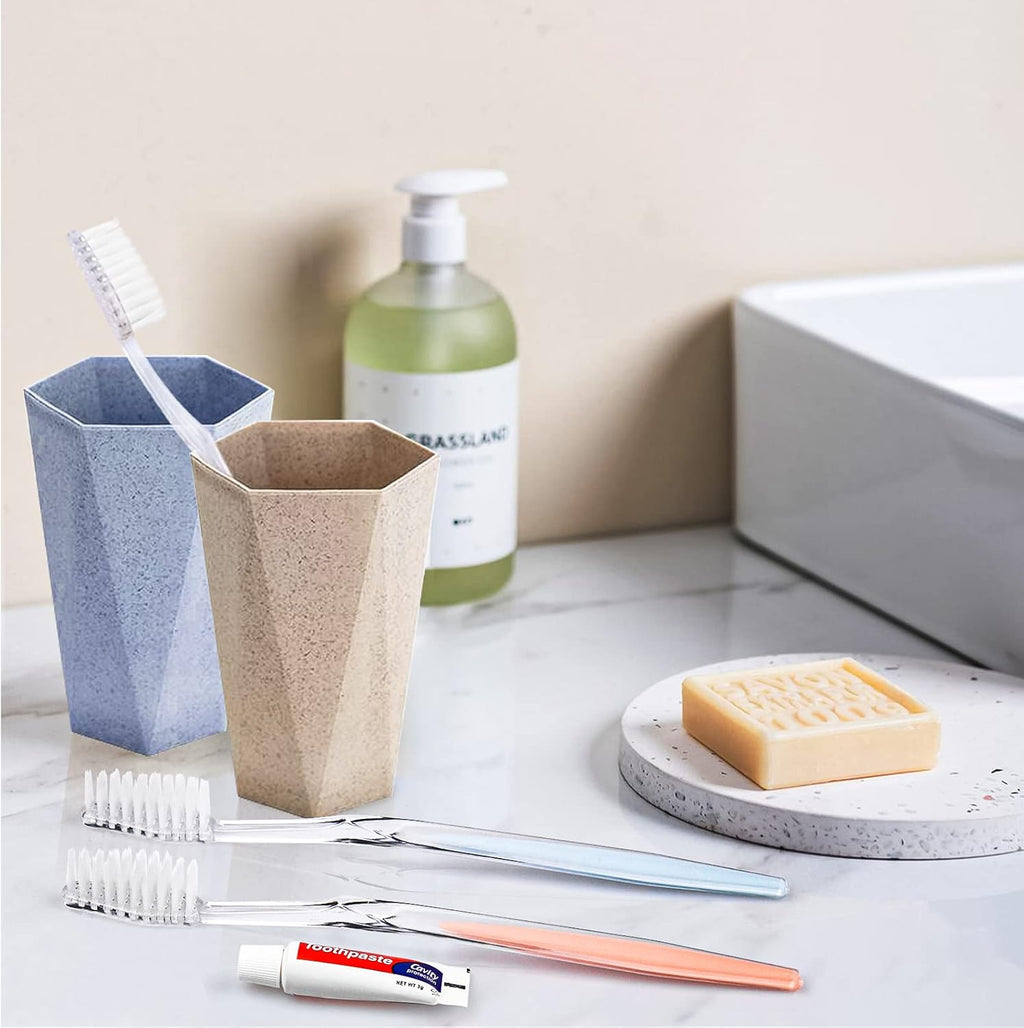 100 Pack Disposable Toothbrushes with Toothpaste Individually Wrapped, Travel Toothbrushes Bulk, Soft Bristle, 2 Colors, Travel Toothbrush Kit