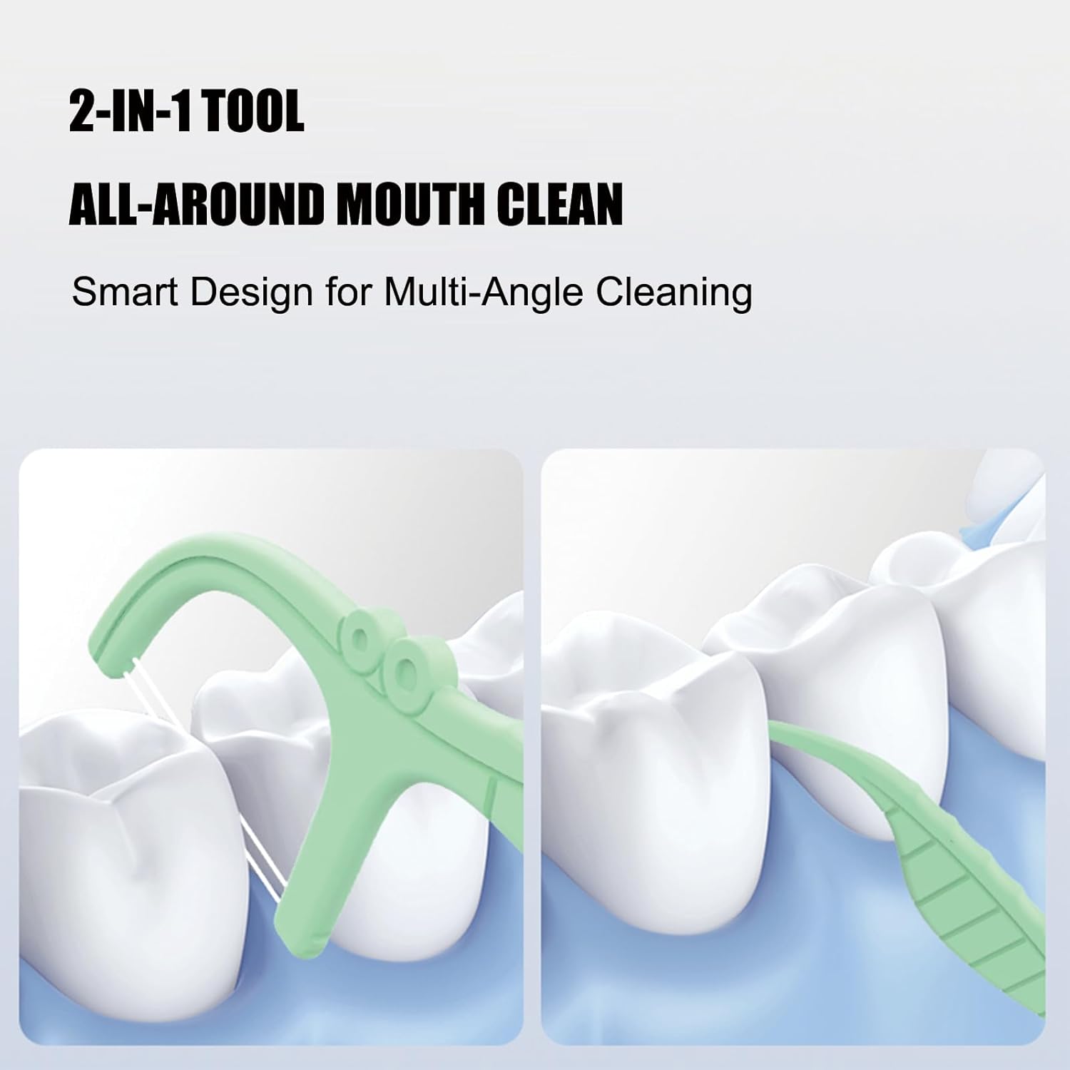 Mint Twin Line Dental Floss Picks - 400 Count (2 Packs of 200) | Minty Fresh Floss Sticks for Adults | Unique Seahorse Design | Individually Wrapped for Hygiene & Convenience