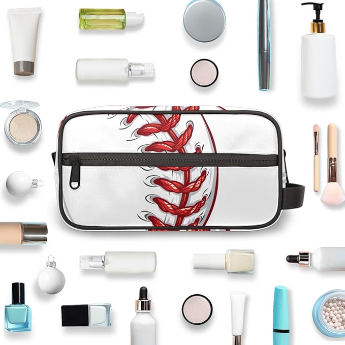 Baseball Sports Red Boys Travel Toiletry Bag Waterproof Wash Bag Shower Shaving Bag Cosmetic Organizer Makeup Bag Portable Toiletries Accessories for Women Men Baseball Sports