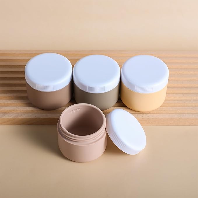 Travel Containers for Toiletries, Silicone Cream Jars BPA-Free, Leak-proof 1.35oz Travel Size Containers, Portable Size Silicone Jars with Lid for Cosmetic Face Hand Body Cream (4 Pack)