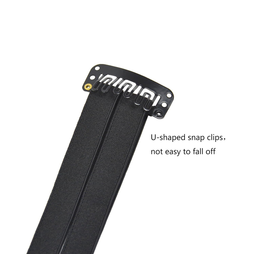 2 Pcs Facelift Bands with Clips Invisible Face Stretching Lifting Strap Adjustable Elastic Band Face Slimming Band (24cm Black Double Bands)