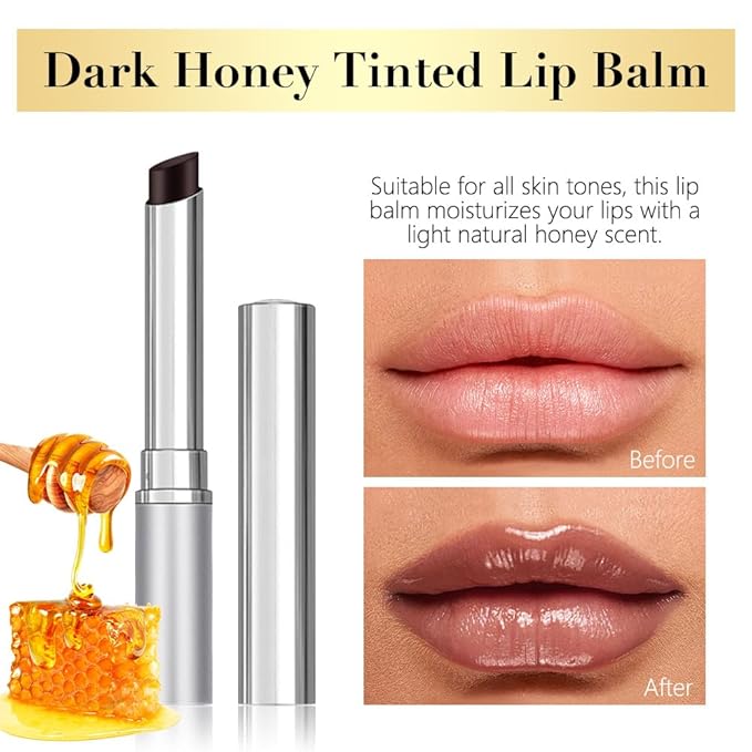 Honey Butter Lipstick Tinted Lip Balm, Shine Moisturizing Plumper Lipstick for Women, Natural Nourishing Hydrating Lip Gloss Stain for Dry Lips, Lightweight Lip Liner Care Makeup, Vegan - 2Pc Black