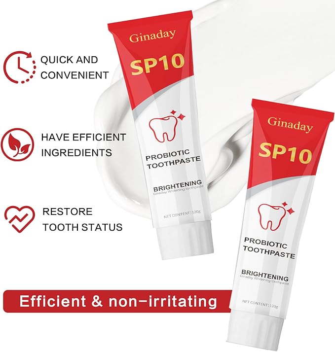 2 Pcs SP10 Probiotic Whitening Toothpaste, Deep Cleaning Stain Removal Fresh Breath.