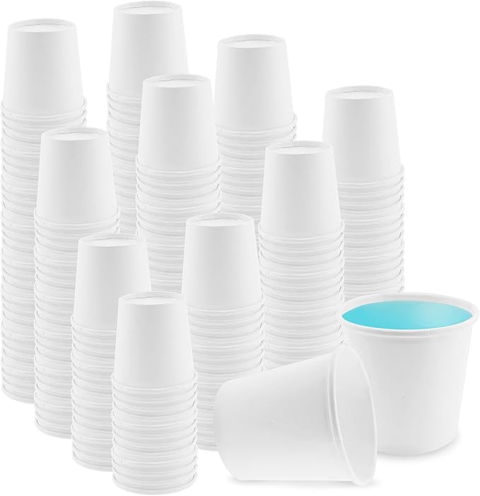 200 Pack Bathroom Cups, White Mouthwash Cups, Disposable Mini Espresso Paper Cups for Bathroom,Travel, Picnic (White, 2, ounces)