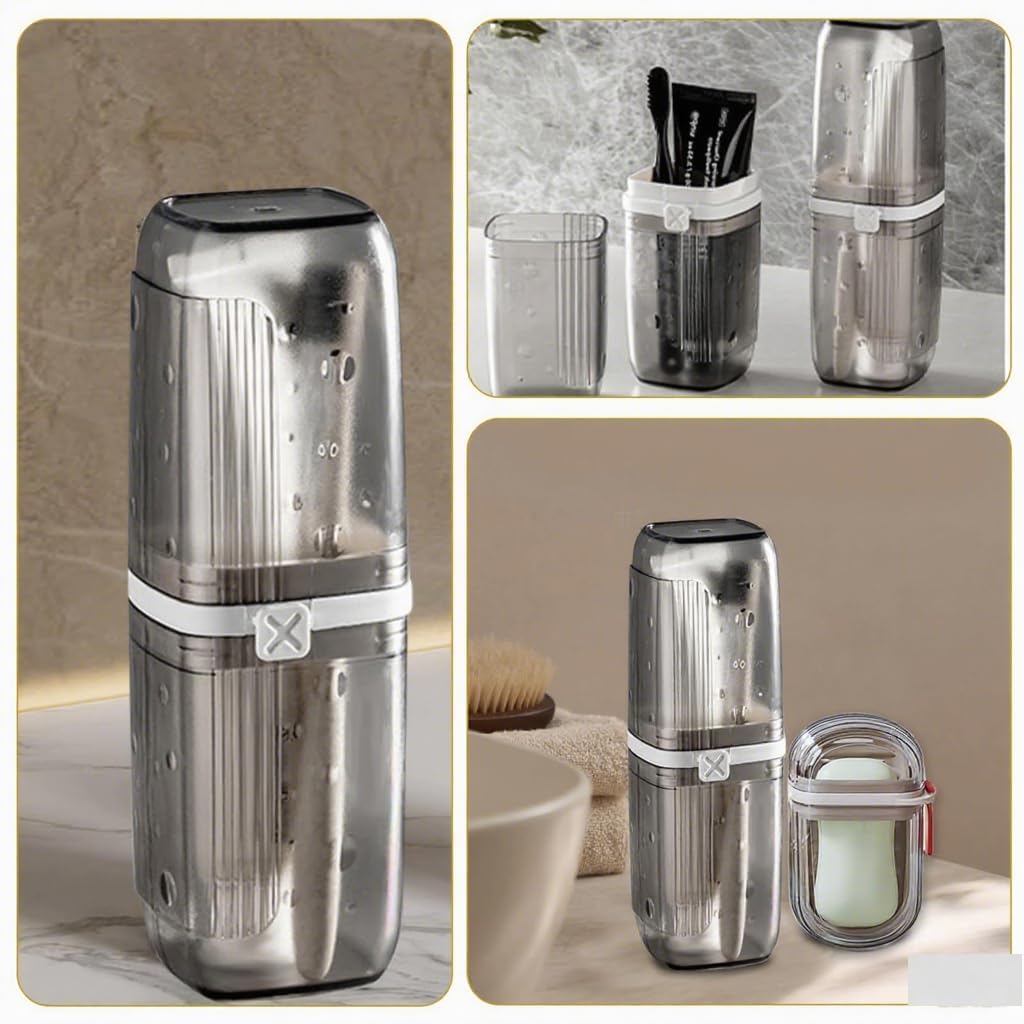 Toothbrush Travel Case - Portable Travel Toothbrush Holder, Toothbrush and Toothpaste Travel case - Large Tooth Brush Cover for Travel, Ideal for Trip, Dorm, Camping, Hiking and Bathroom (Black)