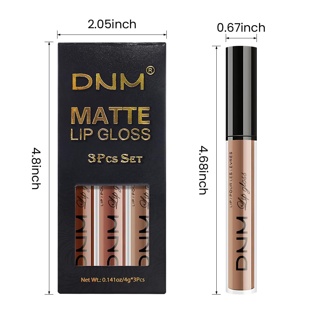 AMY'S DIARY 3Pcs Matte Liquid Lipstick Set, Dark Chocolate Brown Terracotta Brown Taupe Nude Lip Stain Kit, LipStain Long Lasting 24 Non-Transfer Lip Gloss, Waterproof Lip Makeup for Women Lippies