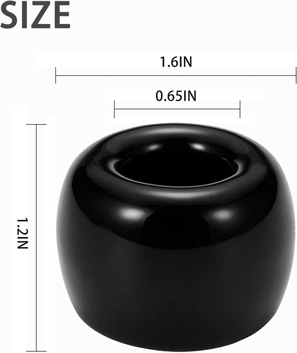 Mini Ceramic Couple Toothbrush Holder, Hand-Made Bathroom Toothbrush Holder, Electric Toothbrush Head Holder and Office Pen Holder 2-Piece Set (Black)