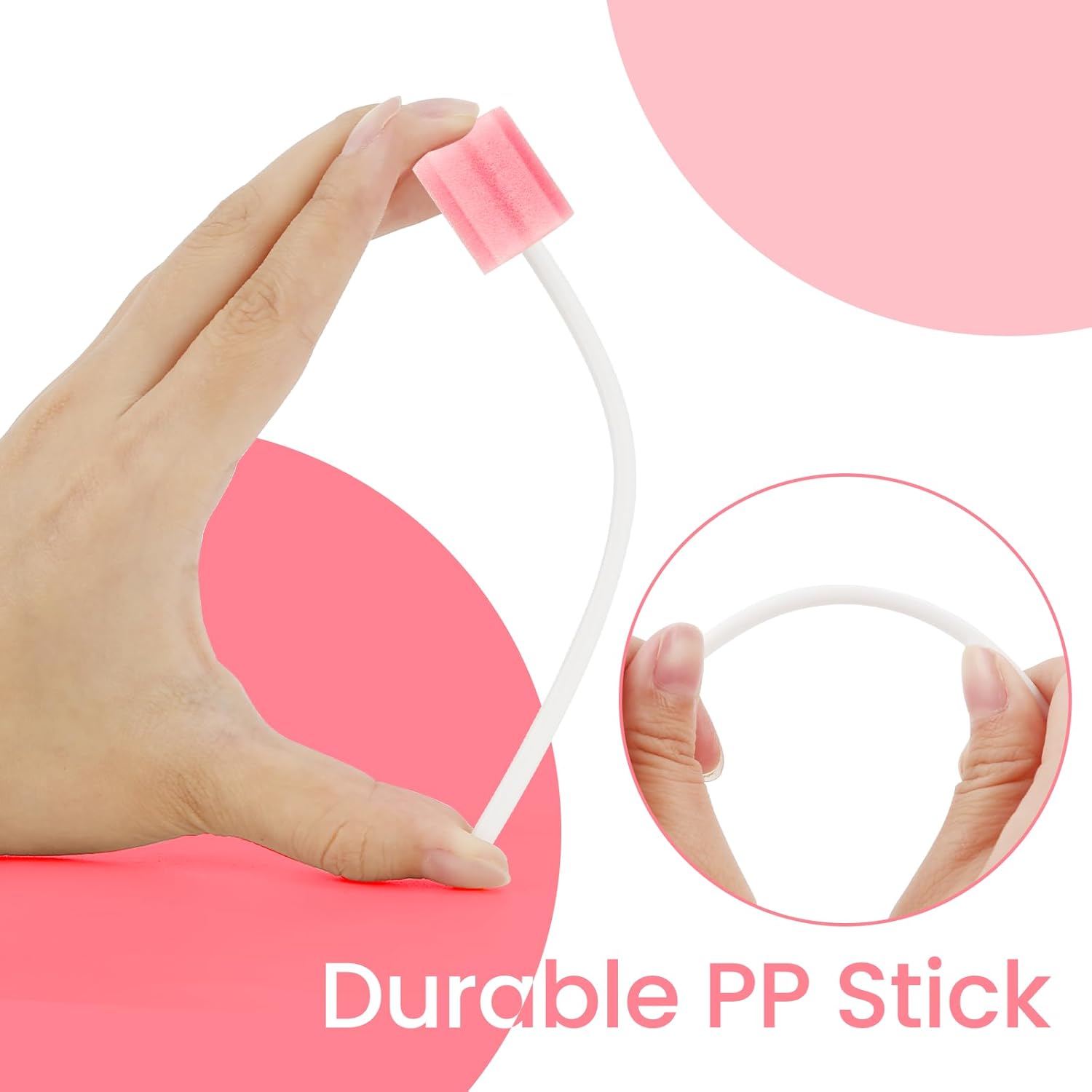 300 Pcs Oral Swabs Disposable – Longer Sterile & Unflavored Dental Sponge Swabsticks, Medical Grade, Individually Wrapped, Latex-Free for Oral Care & Mouth Cleaning (Pink 300)