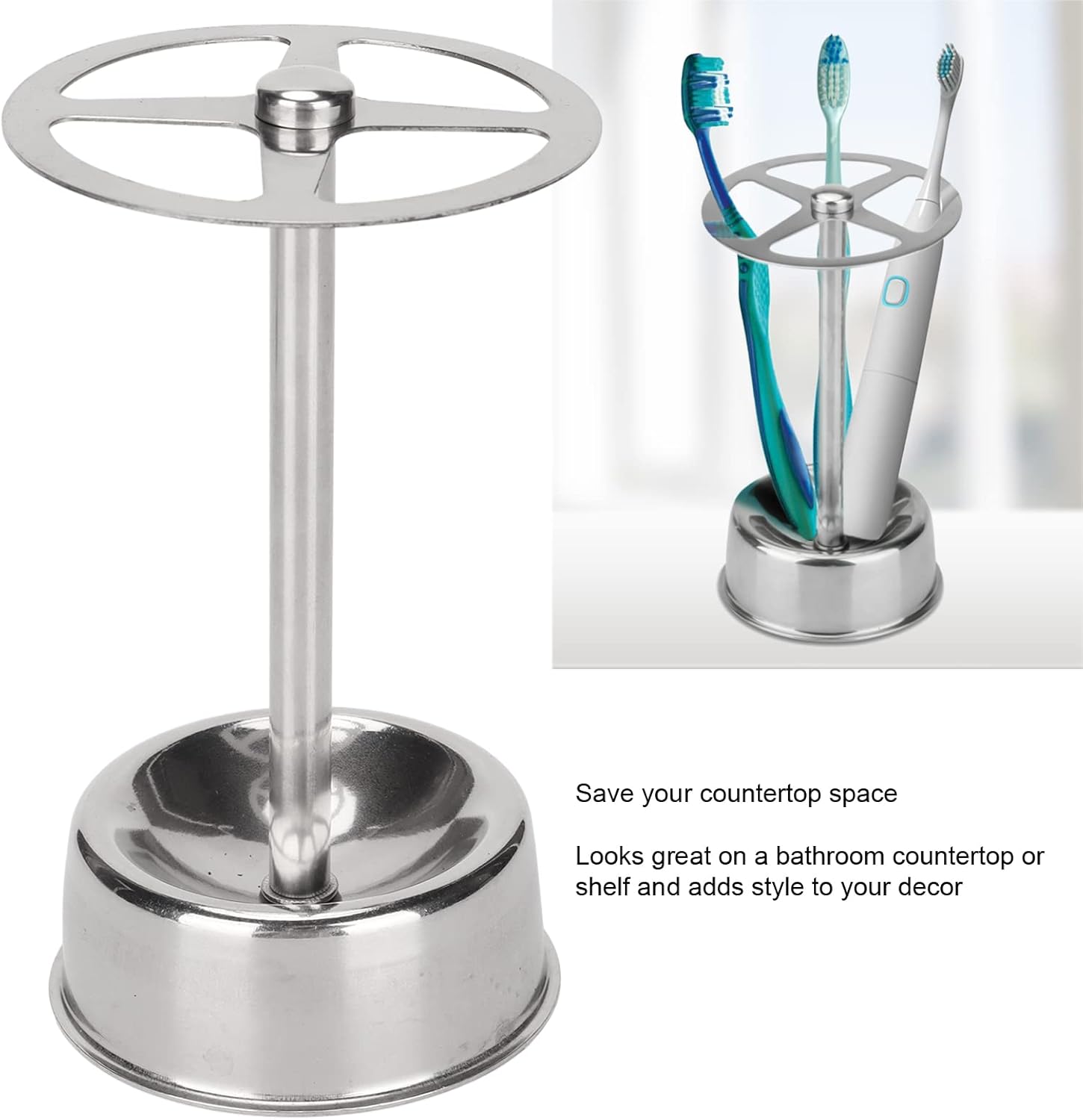 Toothbrush Holder, Tooth Brushing Holder, Stainless Steel Bathroom Toothbrush Organizer for Bathroom, Shower, Makeup Tools