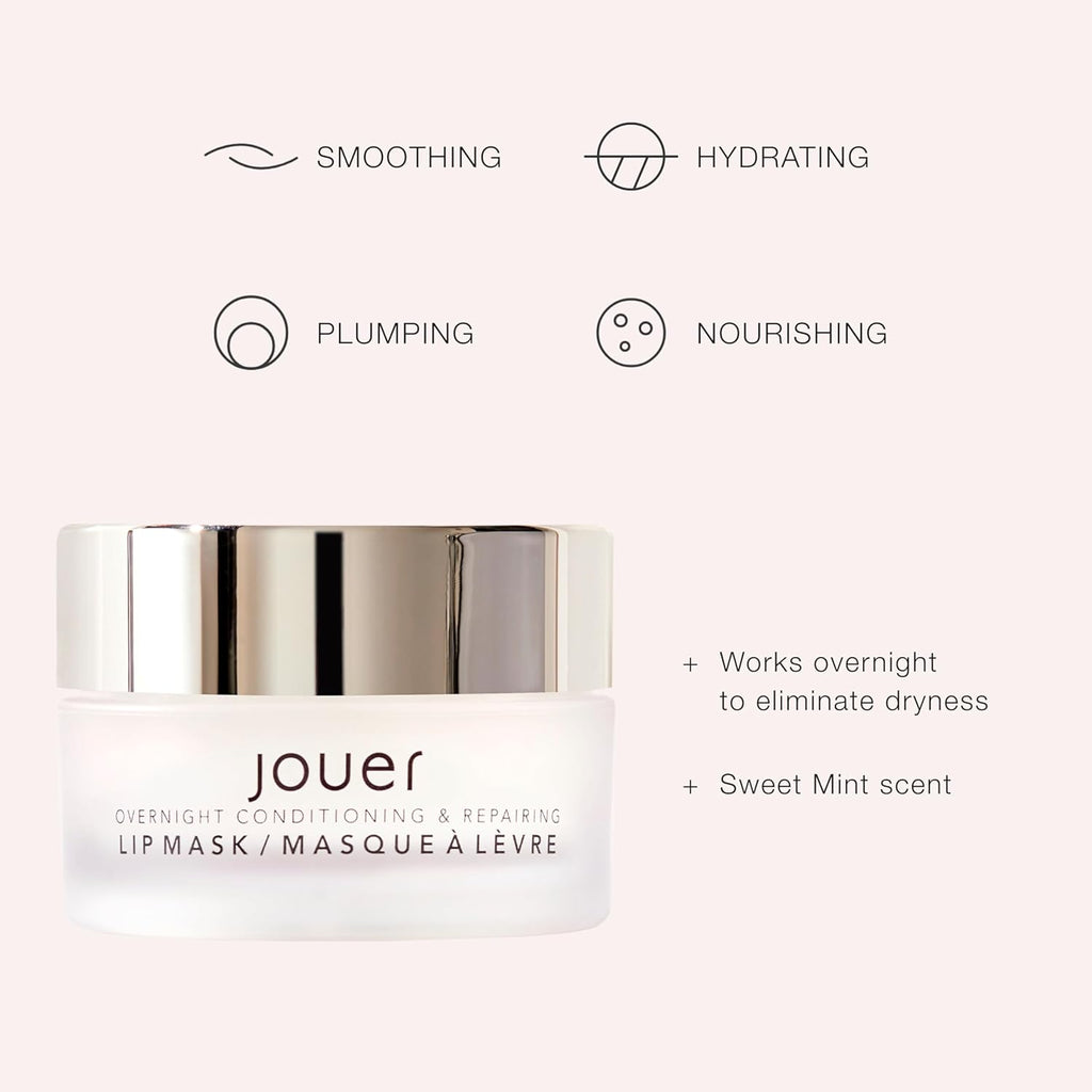 Jouer Conditioning & Repairing Lip Mask – Overnight Lip Mask for Dry Lips - Moisturizing Lip Balm - Maxi Lip for Plumper Lips and Visual Fullness - with Jojoba Oil and Grapeseed Oil for Hydration
