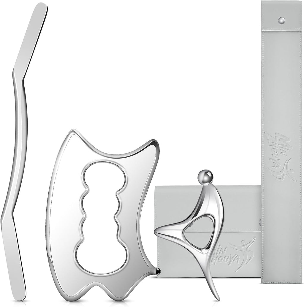 Stainless Steel Gua Sha Tools, 3 in 1 Muscle Scraper Tool, Metal Gua Sha Physical Therapy Equipment, Body Guasha, Myofascial Release,Scraping Tool Physical Therapy, Deep Tissue Massager for Knots