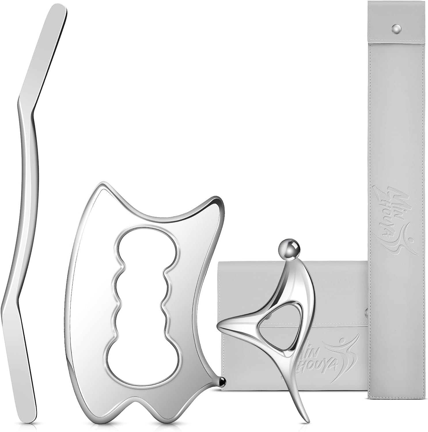 Stainless Steel Gua Sha Tools, 3 in 1 Muscle Scraper Tool, Metal Gua Sha Physical Therapy Equipment, Body Guasha, Myofascial Release,Scraping Tool Physical Therapy, Deep Tissue Massager for Knots