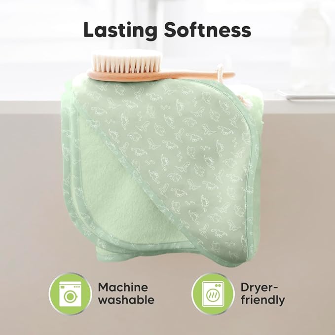 KeaBabies Hooded Baby Towel for Newborn - Viscose Derived from Bamboo Large Baby Bath Towels with Hood for Boys, Girls, Toddler, Extra Absorbent & Soft Newborn Bath Essentials (Dinos, Regular)